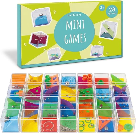 THE TWIDDLERS 28 Brain Teaser Puzzle Cubes, Party Bag Fillers for Kids | Assorted difficulty levels, challenge games adults & children, return gifts, classroom rewards, lucky dip pinata loot prizes