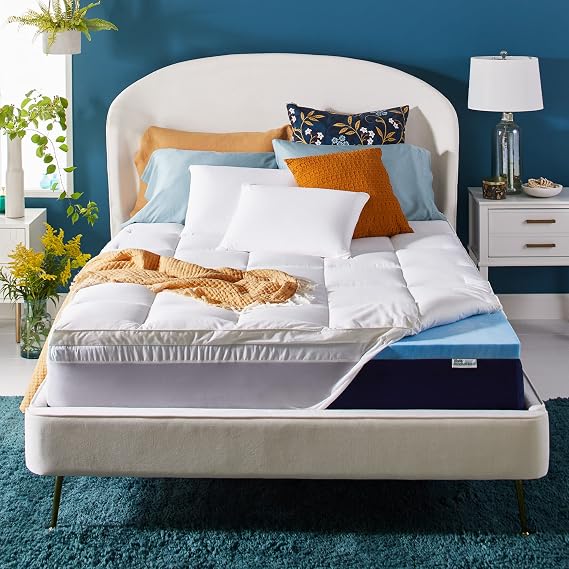Sleep Innovations Gel Memory Foam 4-inch Dual Layer Mattress Topper, Made in The USA - King Size