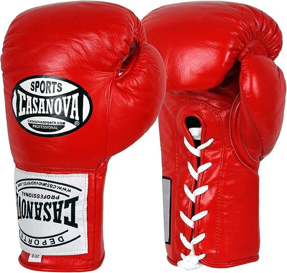 Casanova Boxing Training LACE-UP Leather Boxing Gloves for Men and Woman - MMA, Kick Boxing, Muay Thai, Sparring, Heavy Bag Training (Red, 12 oz)