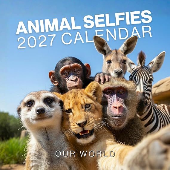 Animal Selfies 2027 Calendar,Large 12 Month 2027 Wall Calendar Funny & Cute