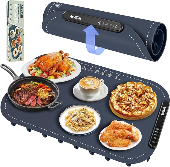 Electric Warming Tray, Foldable Warming Mat with Full Surface Heating, 3 Adjustable Temperature, Auto Shut-Off & Child lock, Food Warmer for Buffet Party, Sabbath, Gatherings, Daily Use | Warming Mat, 3 Adjustable Temperature, Auto Shut-Off & Child lock, Food Warmer for Buffet Party, Sabbath, Daily Use