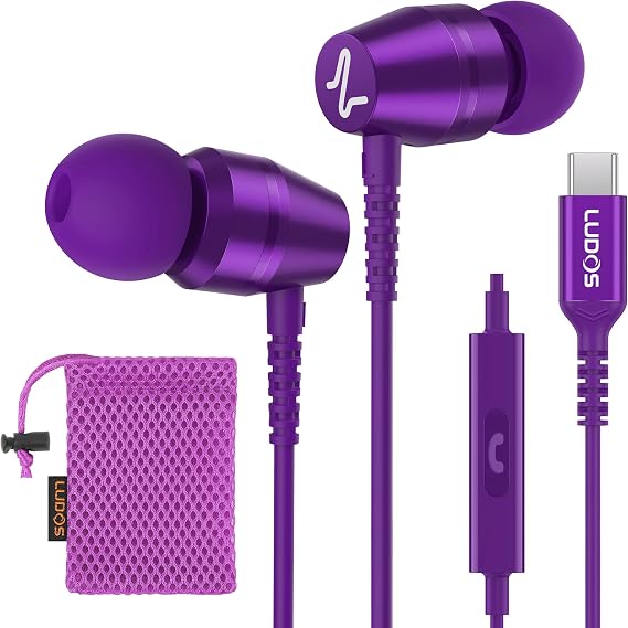 LUDOS OMNITONE USB C Headphones for iPhone 17 16 15 Pro Max Plus Air iPad Pro, USB-C Earbuds for Samsung Galaxy S24 S23 Ultra S22 S21 FE S20 Z Flip 3 Fold 4, USB Type C Earphones