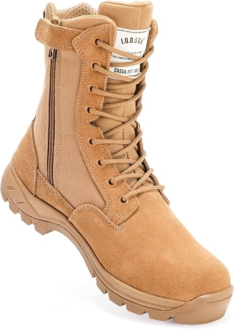 Men's Military Tactical Work Boots with Side Zipper, Puncture Resistant, Desert Combat, Army Jungle, 8 Inch Lightweight Hiking Boots