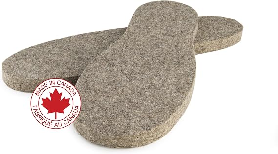 The Felt Store Wool Felt Insoles for Men and Women 13mm Thick Long-Lasting Shoe Inserts with Cushioning for Winter Boots, Snow Boots, Work Shoes, and Cold Weather Activities