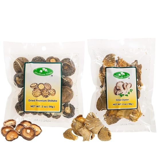 Mushroom House Dried Shiitake & Oyster Mushrooms, Premium Blend, 2 Oz.