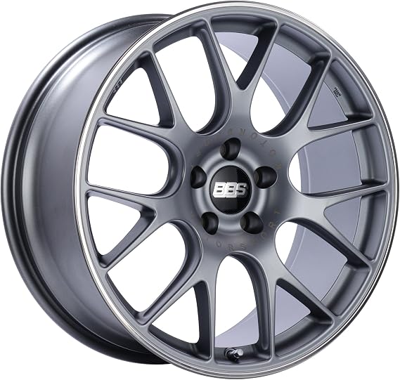 BBS CH-R Titanium Wheel with Painted Finish and Polished Stainless Steel Rim (20x8.5"/5x112mm, +40mm offset)