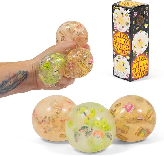 Tobar FAST FOOD DIDDY Stress Squish Ball Toy - 3 pack