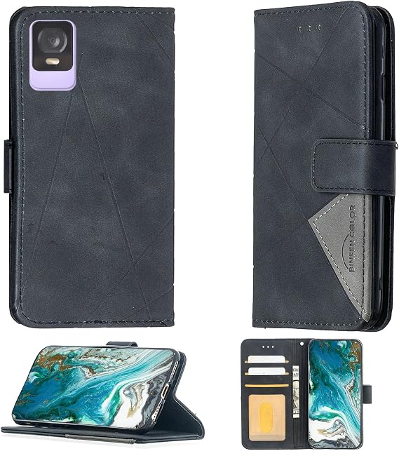 bojioderf Case Compatible for Qilive Smartphone 6 4g Q2-23 Phone Case Cover Flip Stand Cover PU Leather Wallet Case Black