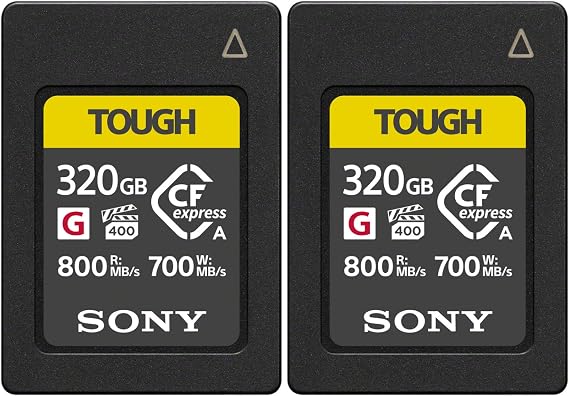 Sony CFexpress 320GB Type A Memory Card with 800MB/s Read and 700MB/s Write Speed (2-Pack)
