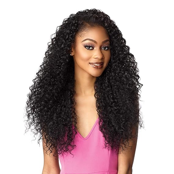 Sensationnel Instant Weave Half Wig-5, 4 MEDBROWN | Synthetic, Blendwig, Adjustable Ponytail, Drawstring, Seamless Hair Blending