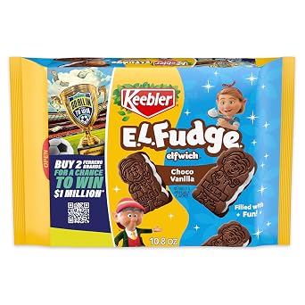 Keebler E.L. Fudge Elfwich Cookies, chocolate-y and vanilla flavor Sandwich Cookies, Fun Shaped Treat, 10.8 oz Pack