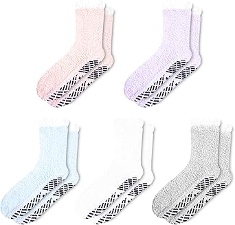 Fuzzy Grip Socks - Warm, Fluffy, Non-Slip, Thick Slipper Socks with Grippers