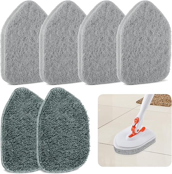 Wlich Scrubber Pad Refills 6 Pack, Scouring & Microfiber, 6.1 x 4.4 in