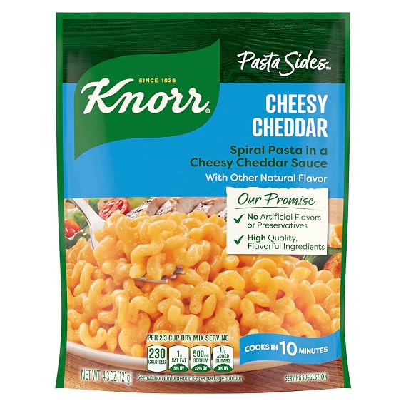 Knorr Cheesy Cheddar Rotini Pasta Sides 4.3 oz, Quick Meal, Side Dish, 1PK