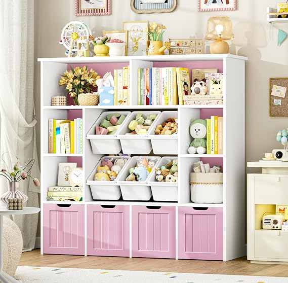 FINETONES Toy Storage Organizer with Movable Drawer Toy Organizer for Kids