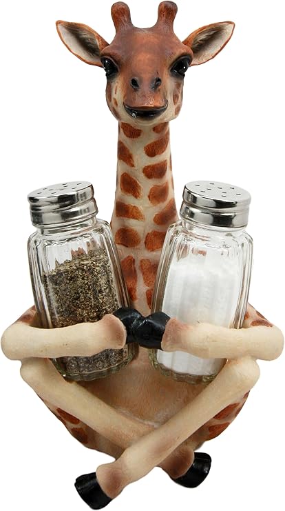 Atlantic Collectibles Safari Madagascar Giraffe Salt Pepper Shakers Holder Figurine 8.25"H