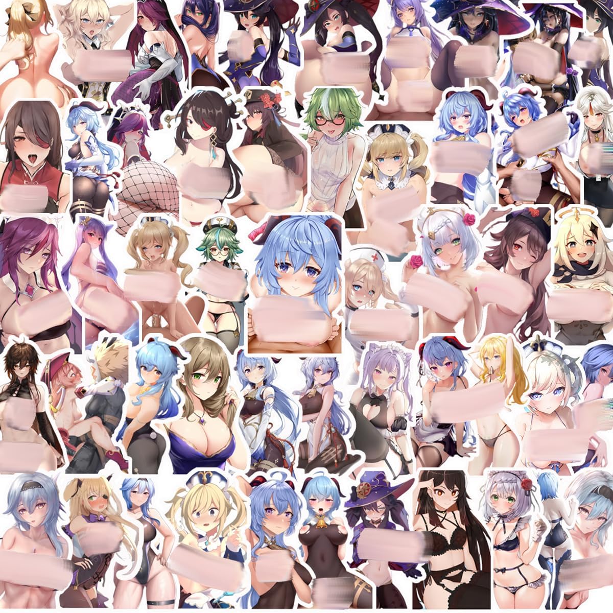 MA DING Sexy Stickers Lewd Anime Sticker 60 - Piece Set of Non - Repeating PVC Anime Girl Stickers with Vivid Colors, 1.5-2.8 Inches Mk-14