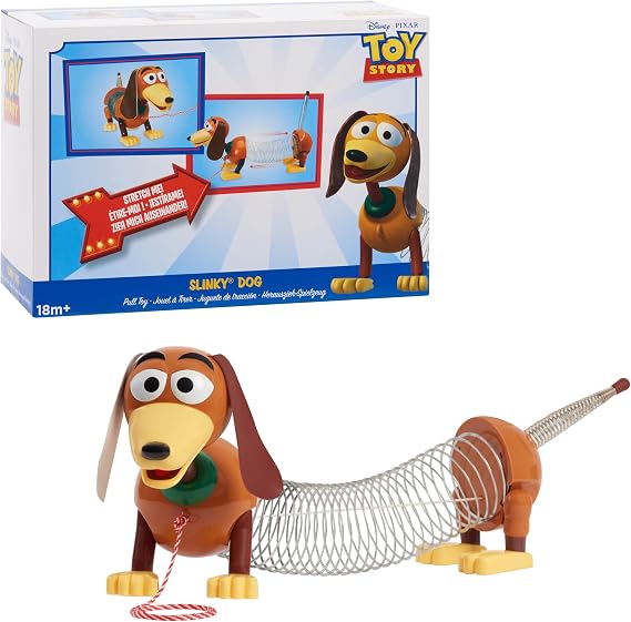 Disney and Pixar Toy Story Slinky Dog Pull Toy, Walking Spring Dog Toy with Leash, Classic Stretch Toy for Toddlers, Preschool Kids Toys Ages 18 Months and Up, Basket Stuffers by Just Play