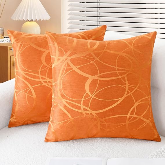 CaliTime Decorative Couch Throw Pillow Covers 16 X 16 Inches Bright Orange