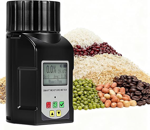 Grain Moisture Meter, High Precision Grain Moisture Tester, Portable Cup-Type Coffee Moisture Meter with Temperature Compensation & Data Storage, For 25 Grains Including Wheat Corn Coffee Soybean