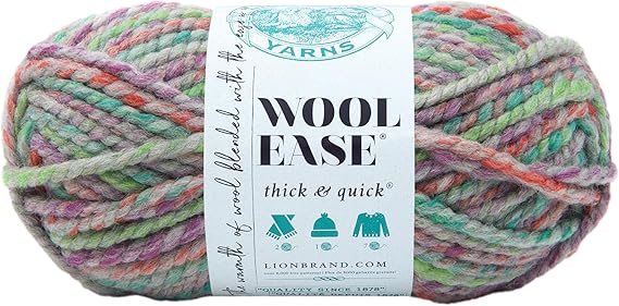 Lion Brand Yarn Wool-Ease Thick & Quick Yarn, Soft and Bulky Yarn for Knitting, Crocheting, and Crafting, 1 Skein, Eden | Super Bulky Wool Acrylic Blend Fiber for Soft Hats, Sweaters, Chunky Blankets, Yarn for Crochet, Knitting, Crafts, Weaving