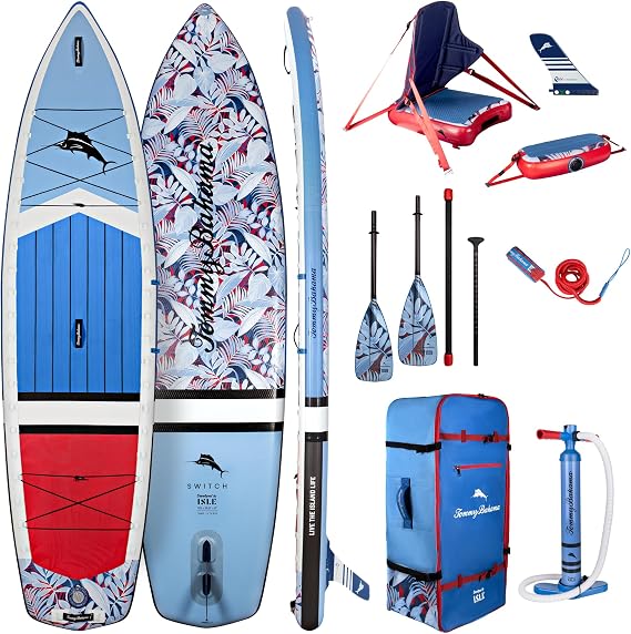 ISLE 2in1 Kayak & Paddle Board Bundle - Stand Up Paddle Board & Kayak, Incl. Seat, Paddle, Pump, Bag, 11.6 x 35.5 x 6 in - max. 425 lbs