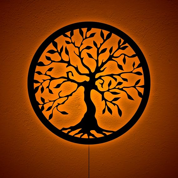 Life Tree Wall Decor, Meditation Tree of Life Wall Sign, Yoga Studioa RGB LED Light, Family Tree Sign, RGB 16 Colors Changing, Christmas Xmas Birthday Gift