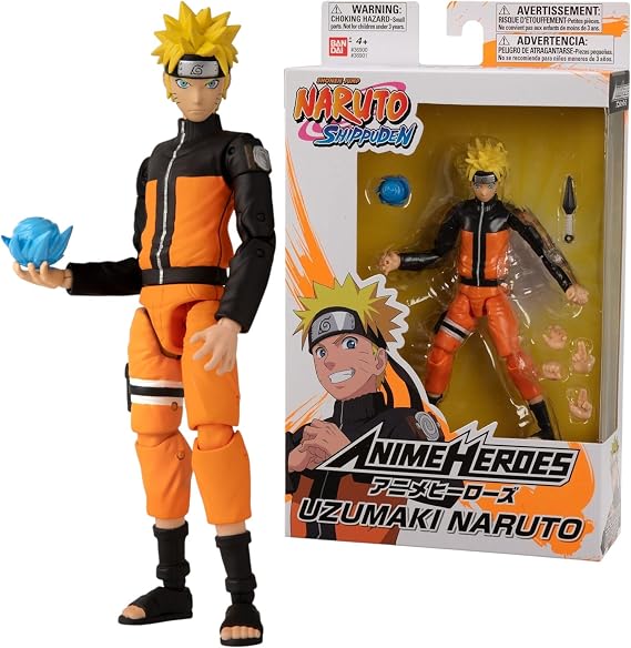 ANIME HEROES Naruto Action Figure Naruto Uzumaki | 17cm Naruto Figure Naruto Uzumaki Figure With Extra Hands And Accessories | Naruto Shippuden Anime Figure | Bandai Action Figures For Boys And Girls