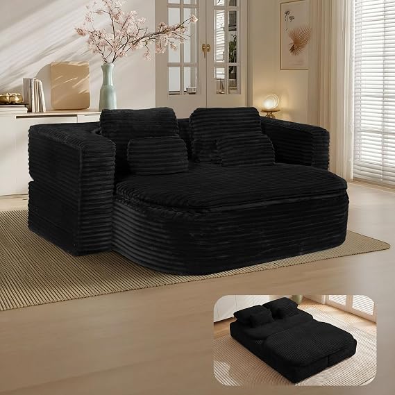 75'' Folding Sleeper Sofa Bed, Memory Foam Boneless Couch