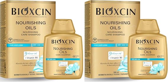 Bioxcin Besleyici Yağlar Şampuan 300 ml – Kuru ve Yıpranmış Saçlar İçin, 9 Çiçek Yağı, Pantenol ve BioComplex B11 İçerikli, Sülfatsız (2 paketi)