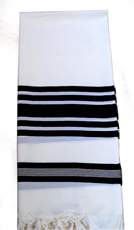 100% Wool Tallit Tallis Talit or Talis in Black Stripes 55" L X 72" W