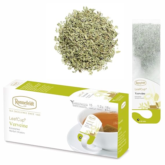 Ronnefeldt LeafCup Verveine Loose Leaf Herbal Chai with Lemon Verbena Naturally Caffeine-Free 15 Individually Wrapped Tea Bags