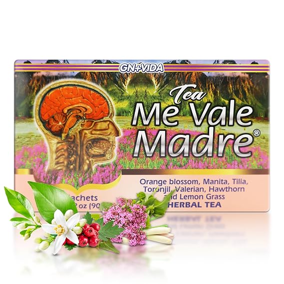Me Vale Madre Natural Calming Tea: 100% Natural for Relaxation, Support Tranquility and Relief Herbal Tea. Te Relajante y Calmante para Nervios, Tension y Dormir Mejor 30 Tea Bags