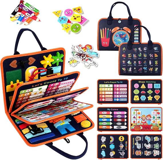Teefrye Toddlers Busy Board Montessori Toys for Boy Learning Activity Book