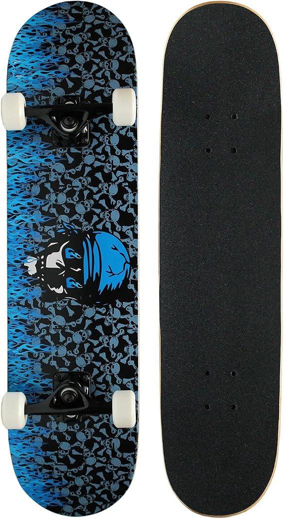 Pro Skateboard Complete Krown Blue Flame 7.75 in