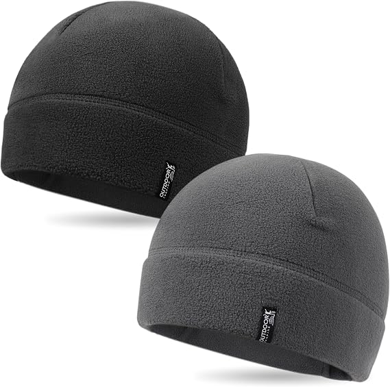 2 Pack Tactical Fleece Cap Winter Warm Beanie Military Army Watch Cap Gift for Men Women 
