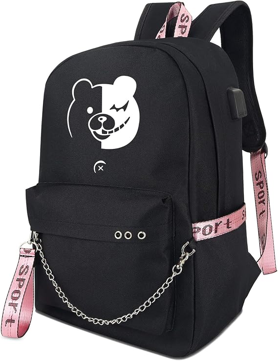 Roffatide Anime Danganronpa Luminous Backpack Book Bag Laptop School Bag with USB Charging Port And Headphone Port