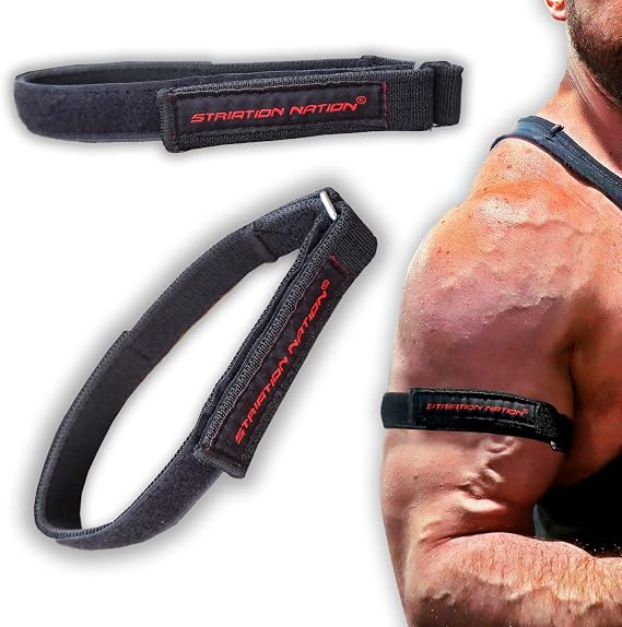 1-Inch BFR Training Bands for Arms and Shoulders, Set of 2 Occlusion Bands, Blood Flow Restriction Bands, Kaatsu Training, Kaatsu Bands, Restricted Blood Flow Therapy, One Inch Width