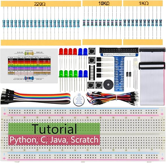 Freenove Basic Starter Kit for Raspberry Pi 4 B3 B 400, 227 Page Detailed Tutorial, Python C Java Scratch Code, 146 Items, 41 Projects