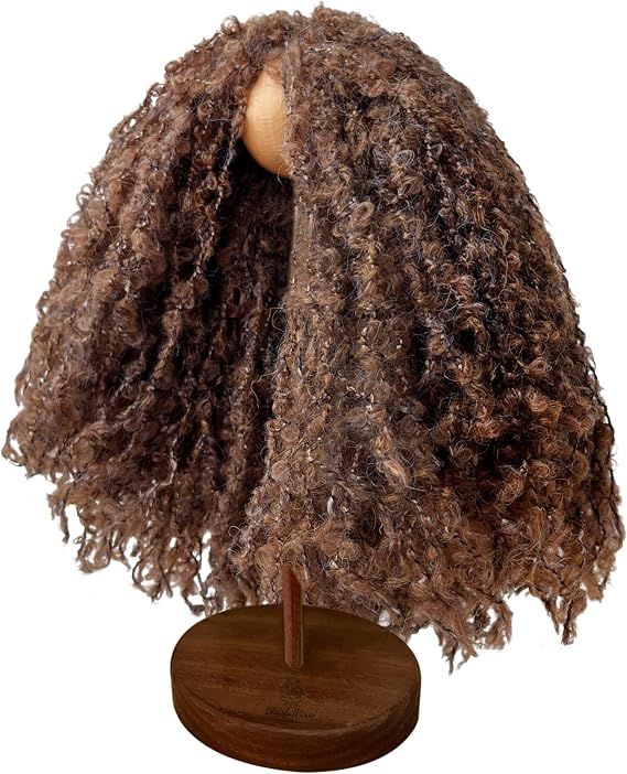 BlissfulPixie Wigs for Waldorf Dolls,Wool Curls,10-inch Doll Wig,Soft Wig Hair for DIY Doll Wigs,Doll Wigs for Head Circumference 23-26cm (Brown)