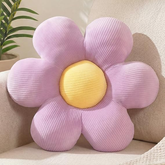 Daisy Flower Pillow Cute Decorative Purple Throw Pillows for Room Decor