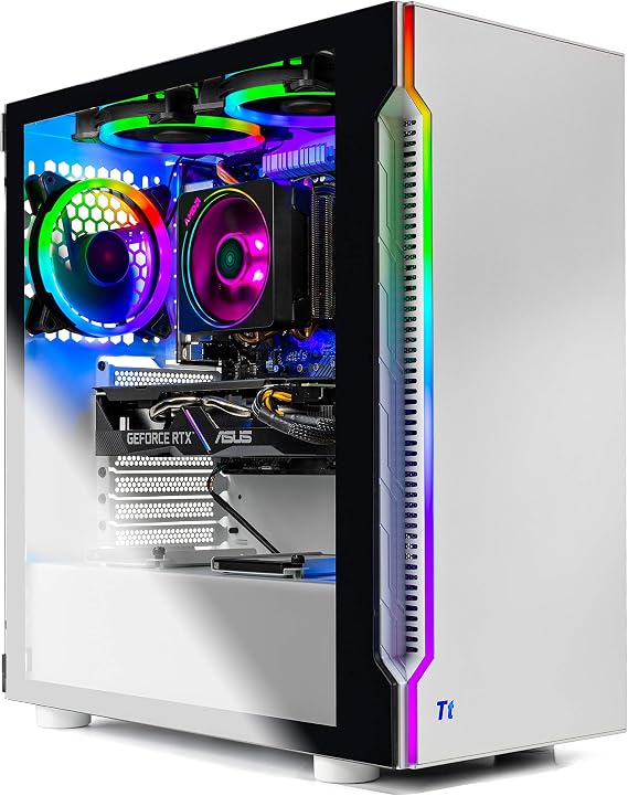 SkyTech Archangel 3.0 Gaming Computer PC Desktop - Ryzen 5 3600 6-Core 3.6GHz, RTX 2060 6G, 1TB SSD, 16GB DDR4 3000, RGB Fans, AC WiFi, Windows 10 Home 64-bit, White