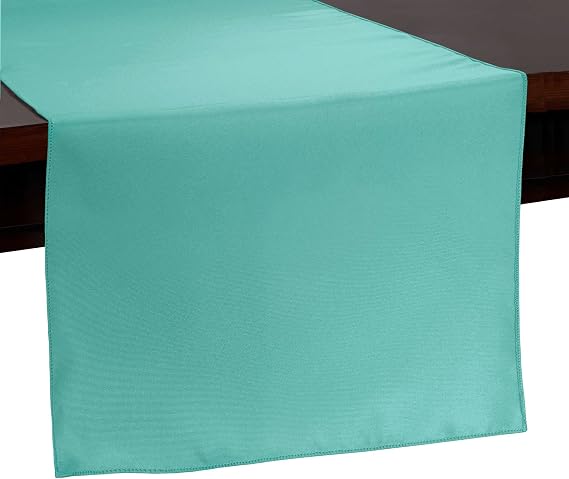 Ultimate Textile 14 x 90-Inch Polyester Table Runner, Aqua, 10 Pack