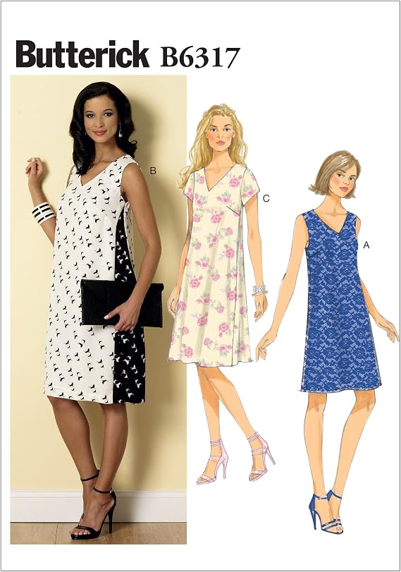 Butterick Patterns B6317 Misses' Pullover V-Neck Dresses, Size E5 (14-16-18-20-22)