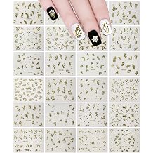 ALLYDREW 24 Sheets Gold & White Henna Nail Stickers Mandala Nail Stickers Vines Nail Art