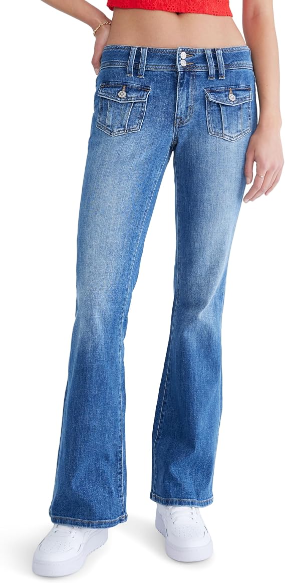 Aeropostale Women's Flare Low-Rise Jean, Dark WASH, 000R