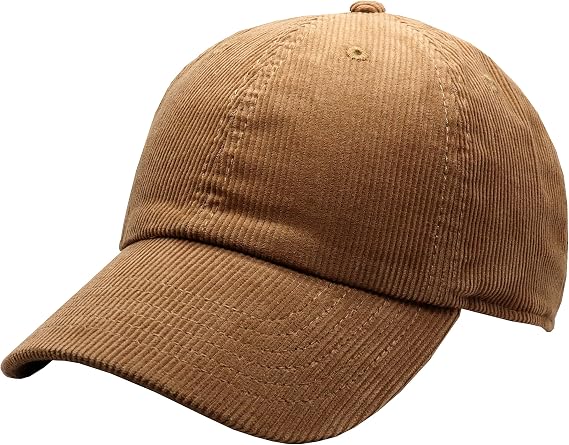 Newhattan Solid Corduroy 100% Cotton Vintage Unisex Baseball Adjustable Polo Trucker Cap Hat (Tan)