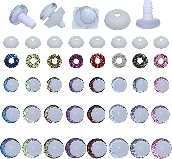 ARTCXC 18-25mm Deviated Center White Pupils Glitter Safety Eyes for Crochet