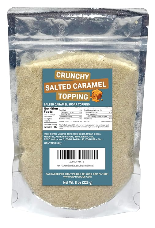 Salted Caramel Topping, Salted Caramel Sugar - Use in Baked Goods, Finishing Sugar, Coffee Topping (8 Ounce)