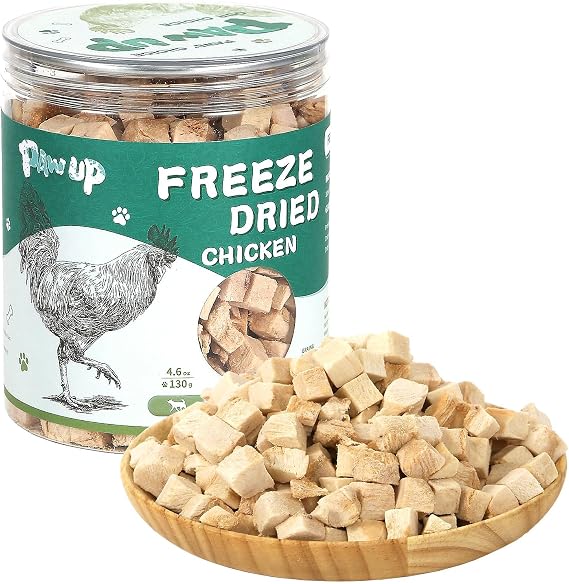 PAWUP Freeze Dried Cat Treat, Chicken Breast, Single Ingredient, 4.6oz | Cat Food Toppers, High Protein & Low Fat, Natural & Healthy, Rawhide-Free, Gluten- & Grain-Free